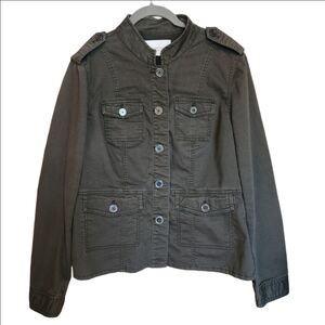 TWO BY VINCE CAMUTO CLASSIC UTILITY JACKET DARK GREEN STRETCH EUC MEDIUM